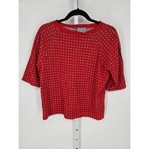 Vintage Style My Women's Short Sleeve Crew Neck Red Designed Top Size L